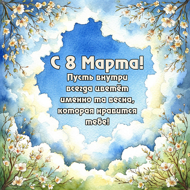 Открытка на 8 Марта женщинам
