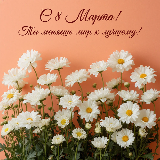 Открытка с поздравлением на 8 Марта
