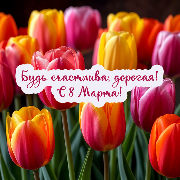 Открытка на Международный женский день
