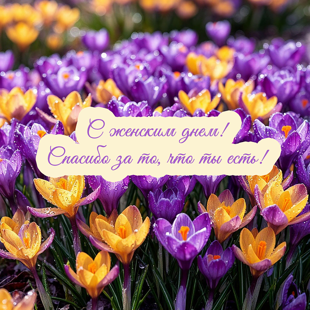 Открытка с поздравлением на Международный женский день
