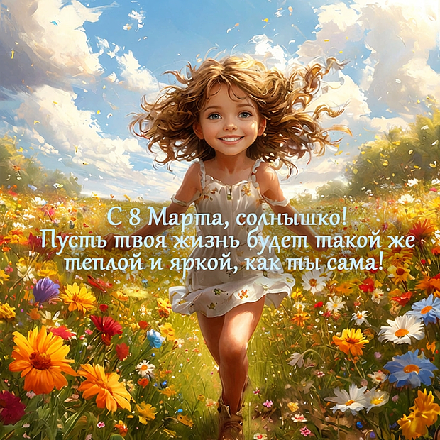 Детская открытка на Международный женский день