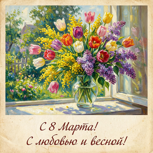 Открытка женщинам на 8 Марта

