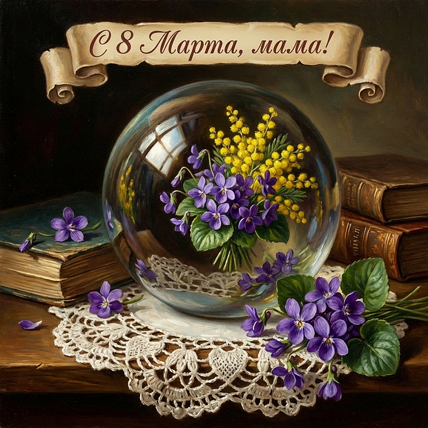 Открытка на Международный женский день
