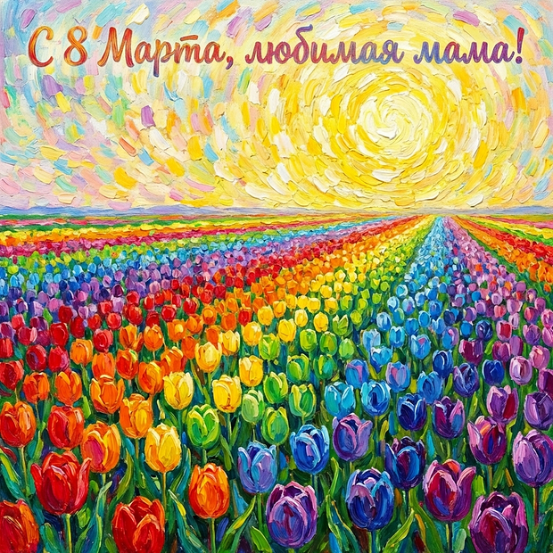 Поздравление с Международным женским днем в открытке
