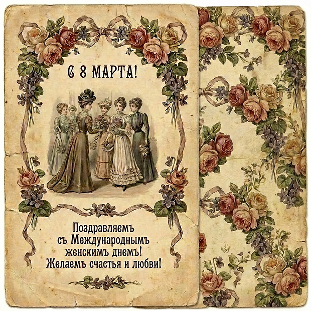 Открытка с Международным женским днем 