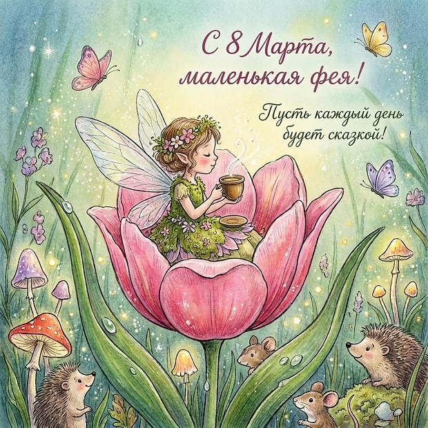 Открытка девочке с 8 Марта
