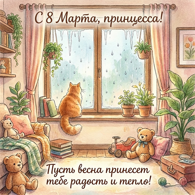 Детская открытка на Международный женский день