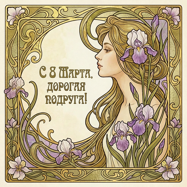 Открытка с поздравлением на 8 Марта
