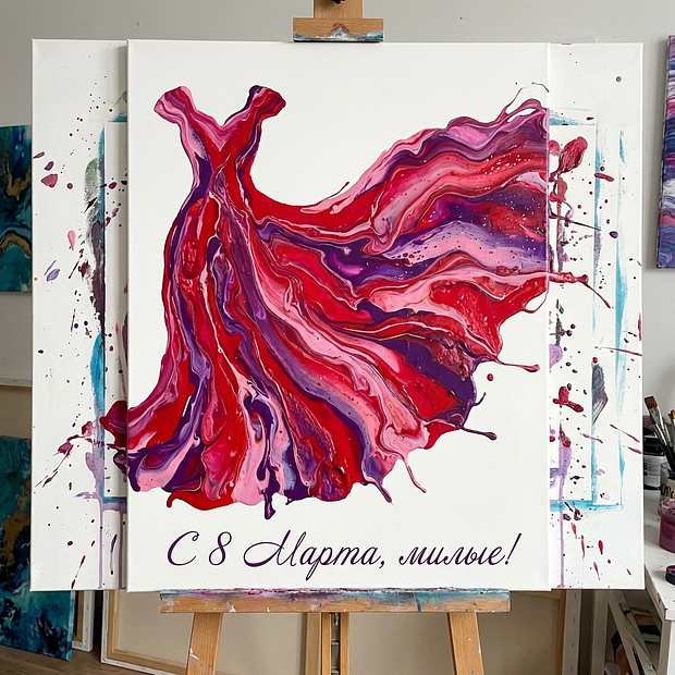 Поздравление с Международным женским днем в открытке

