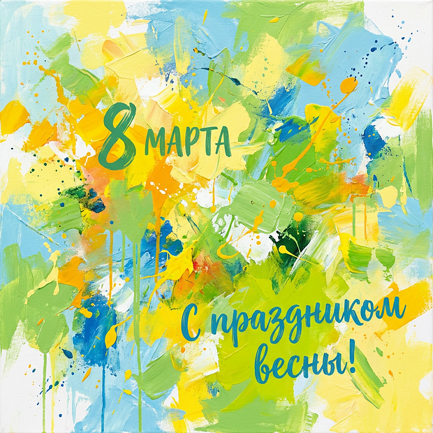 Открытка с поздравлением на Международный женский день
