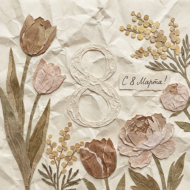 Открытка на 8 Марта женщинам
