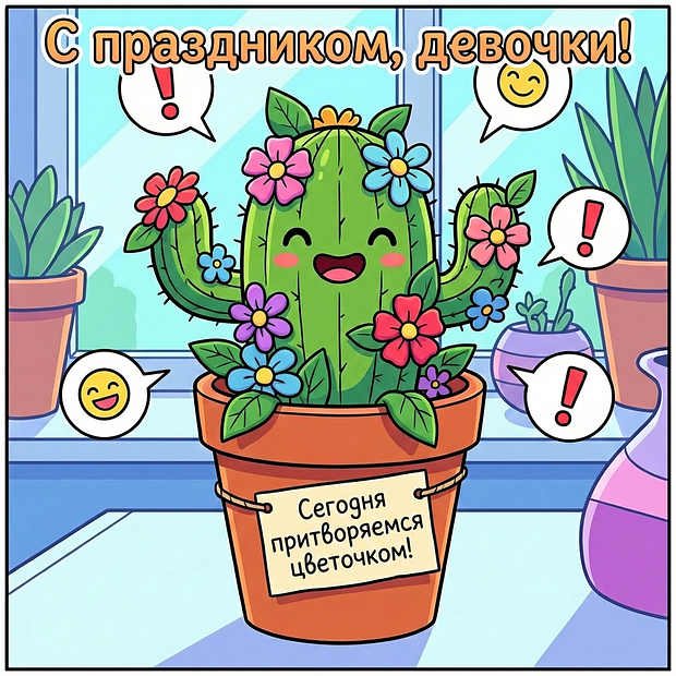 Поздравление с Международным женским днем в открытке


