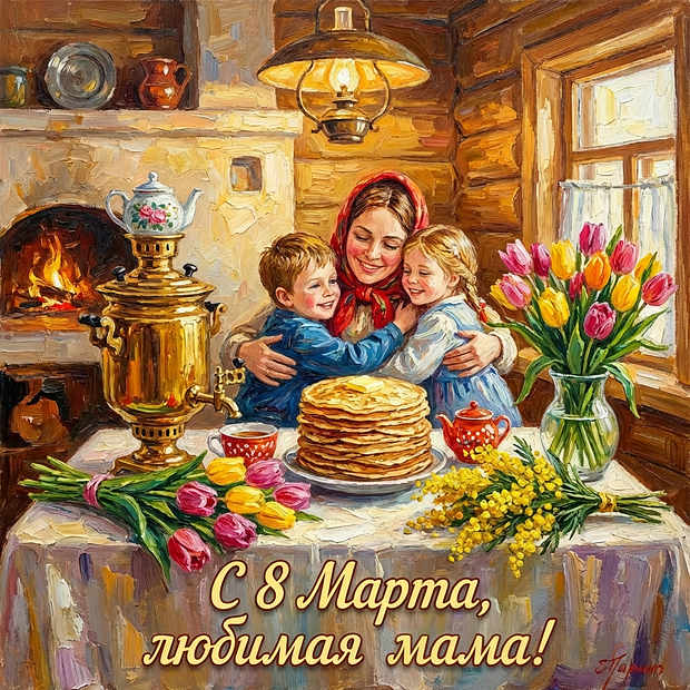 Открытка с Международным женским днем 