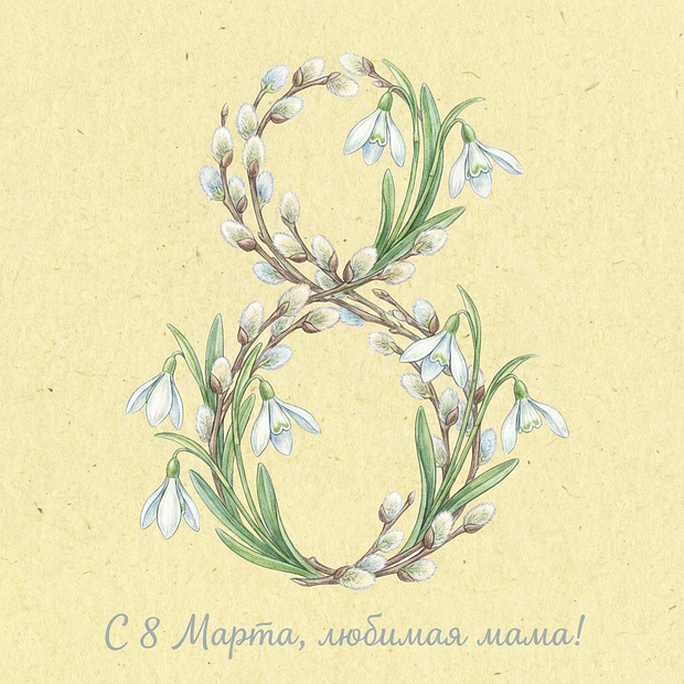 Открытка с поздравлением на 8 Марта
