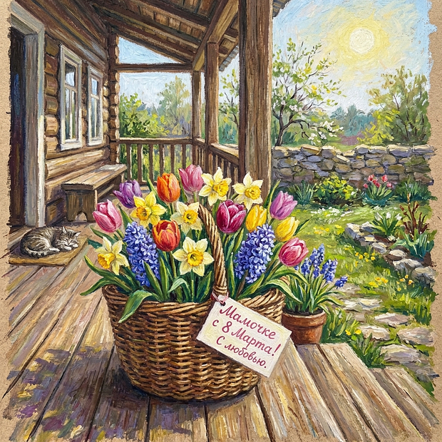 Открытка с Международным женским днем 