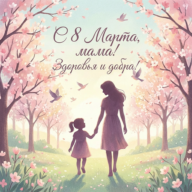 Открытка на 8 Марта женщинам

