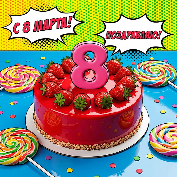 Детская открытка на 8 Марта

