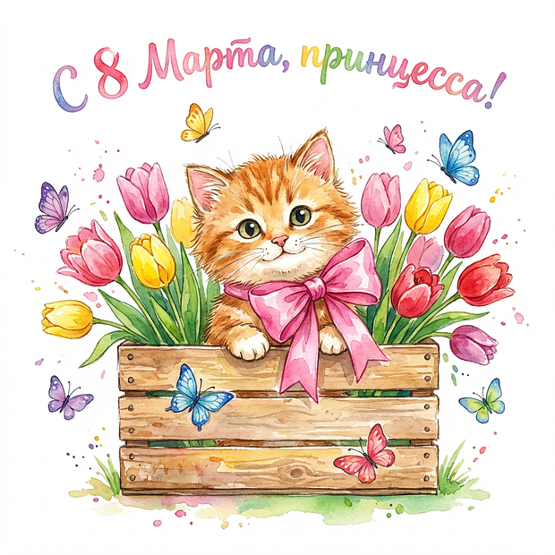 Открытка девочке с 8 Марта

