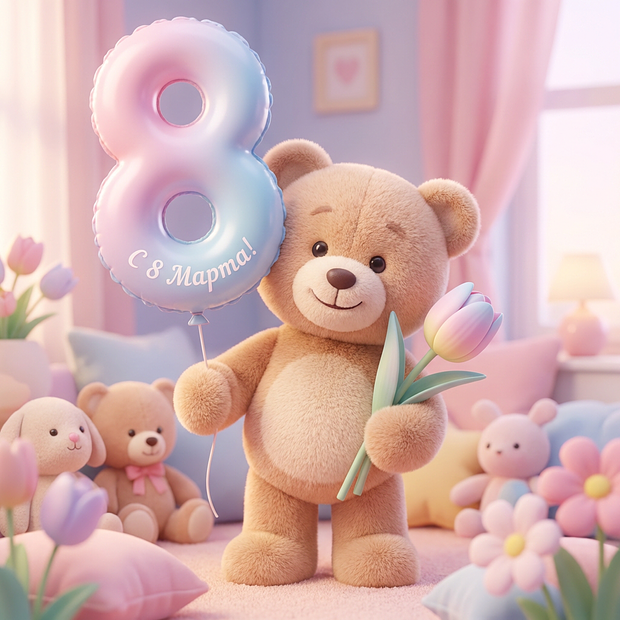 Открытка девочке с 8 Марта

