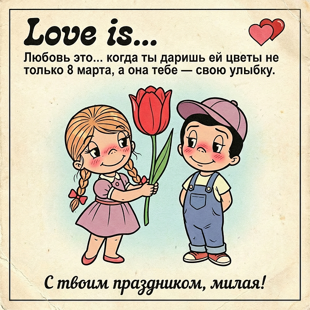 Открытка с поздравлением на 8 Марта
