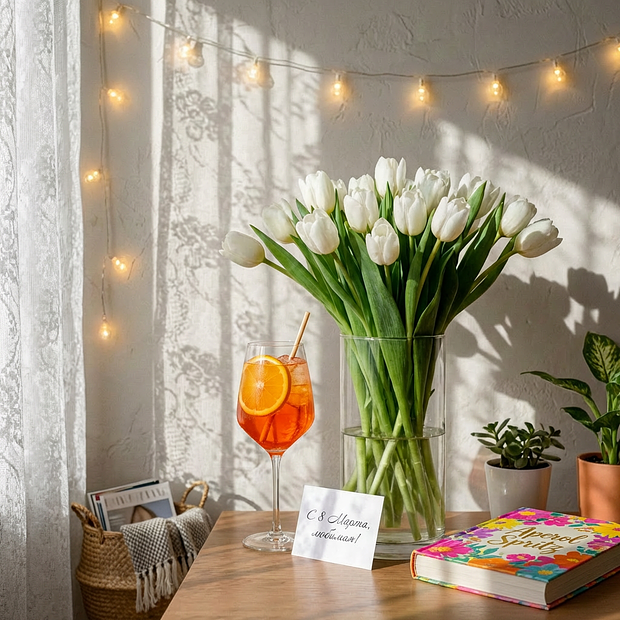 Открытка с поздравлением на 8 Марта
