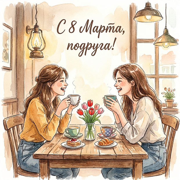 Открытка на Международный женский день
