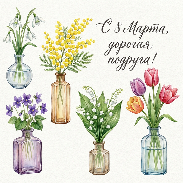 Открытка на 8 Марта
