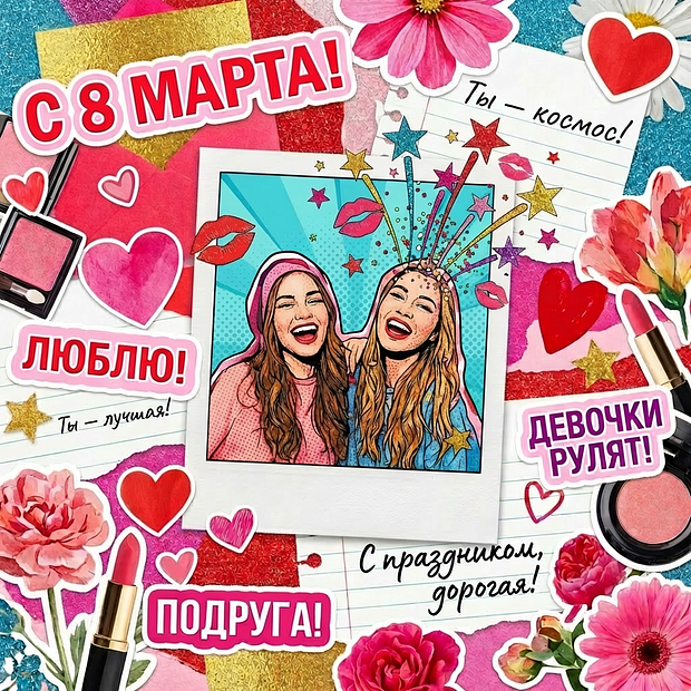 Открытка с поздравлением на 8 Марта
