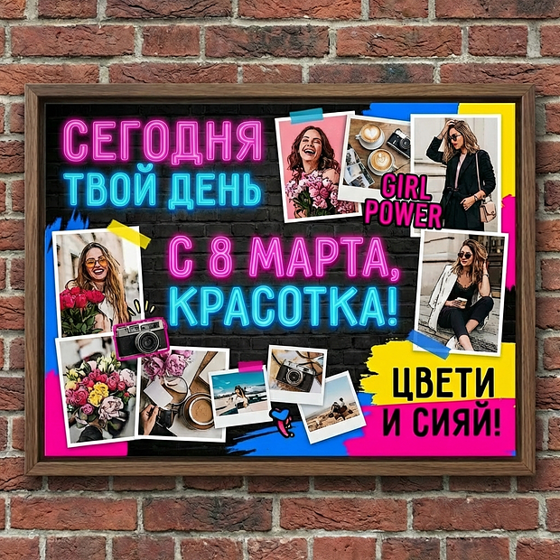 Поздравление с 8 Марта в открытке
