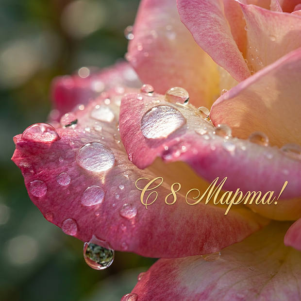 Поздравление с Международным женским днем в открытке
