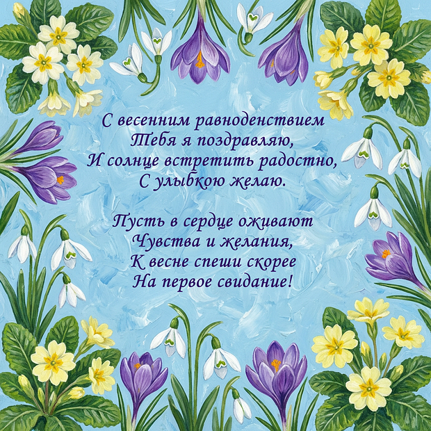 Открытка со стихами на день весеннего равноденствия
