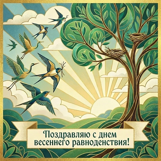 Картинка с поздравлением на день весеннего равноденствия
