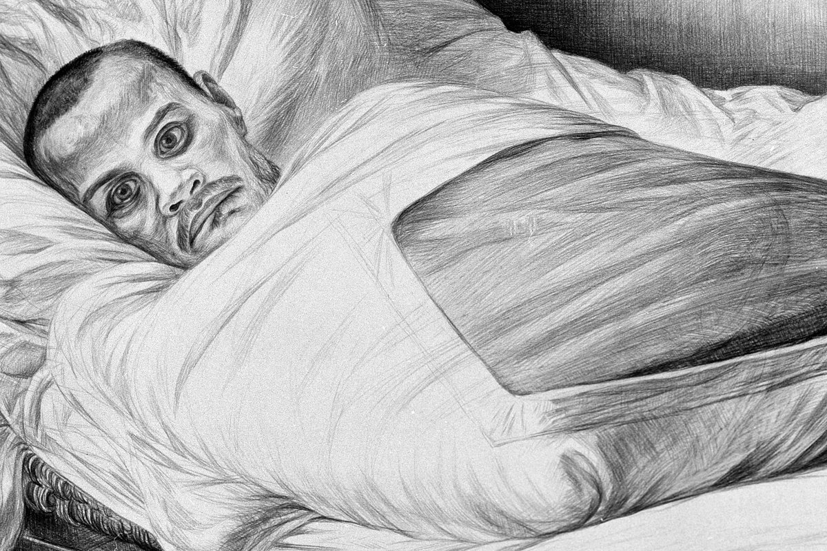 Репродукция картины художника Геннадия Доброва «Неизвестный солдат» (1974) на выставке «Автографы войны» в Москве