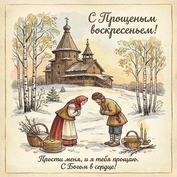 Открытка с Прощеным воскресеньем бесплатно
