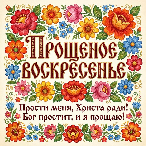 Красивая открытка с Прощеным воскресеньем 
