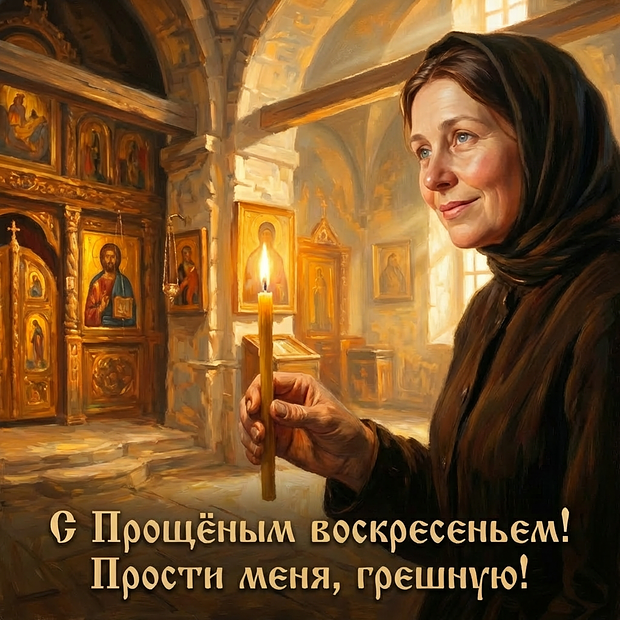 Красивая открытка на Прощеное воскресенье 2026
