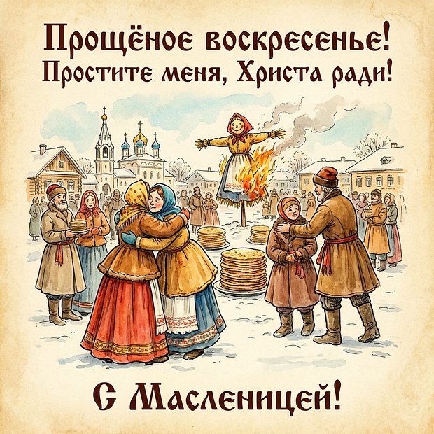 Открытка на Прощеное воскресенье 2026
