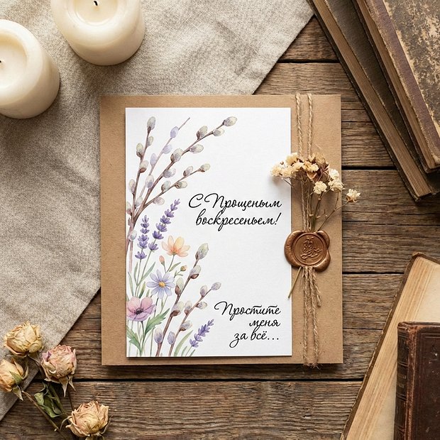 Открытка с Прощеным воскресеньем бесплатно
