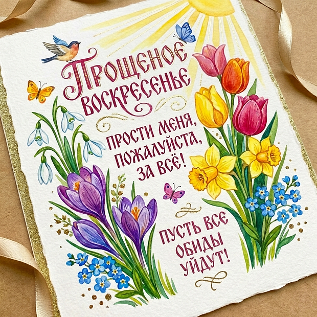 Красивая открытка с Прощеным воскресеньем 
