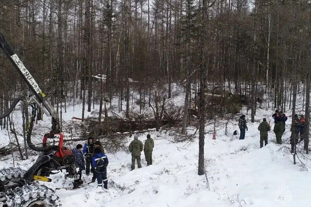 Место крушения вертолета в Ромненском округе Амурской области