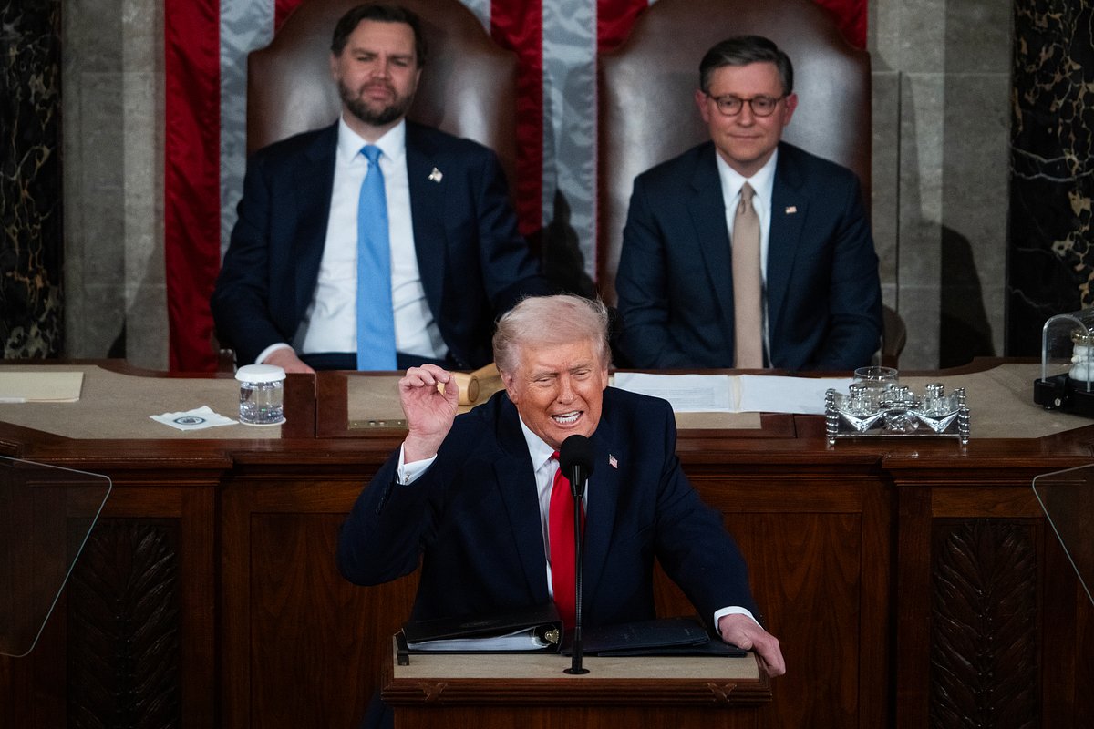 Президент США Дональд Трамп в ходе речи «О положении Союза», Вашингтон, 24 февраля 2026 года