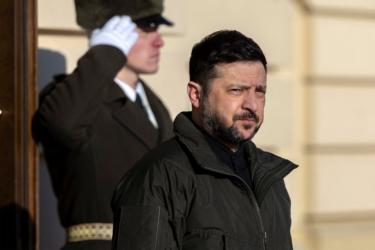 Президент Украины Владимир Зеленский на встрече со своим чешским коллегой Петром Павелом, Киев, Украина, 16 января 2026 года