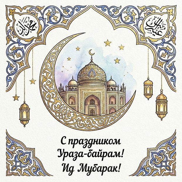 Скачать бесплатно открытку на Ураза-байрам
