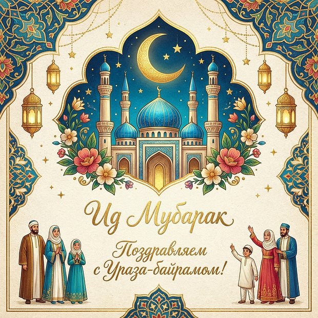 Красивая открытка с Ураза-байрамом
