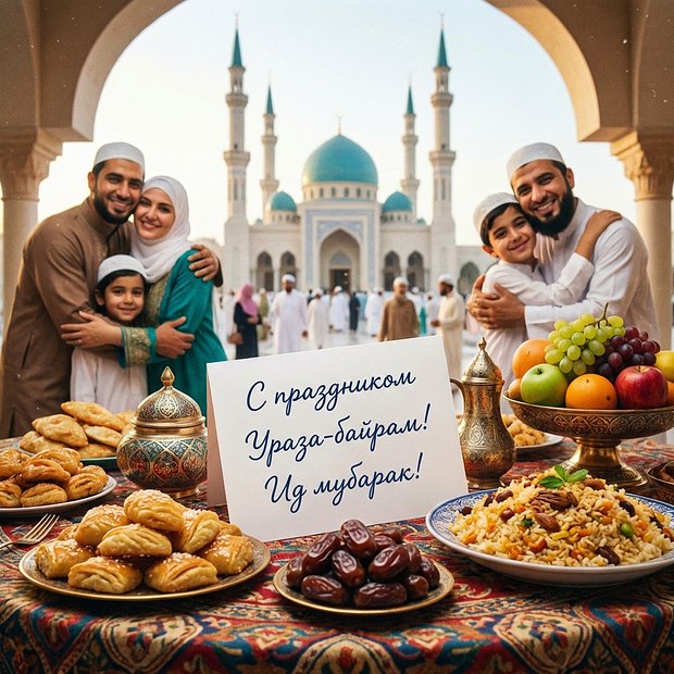Поздравительная открытка на Ураза-байрам
