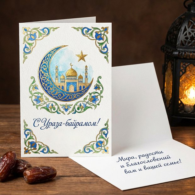 Скачать открытку на Ураза-байрам	
