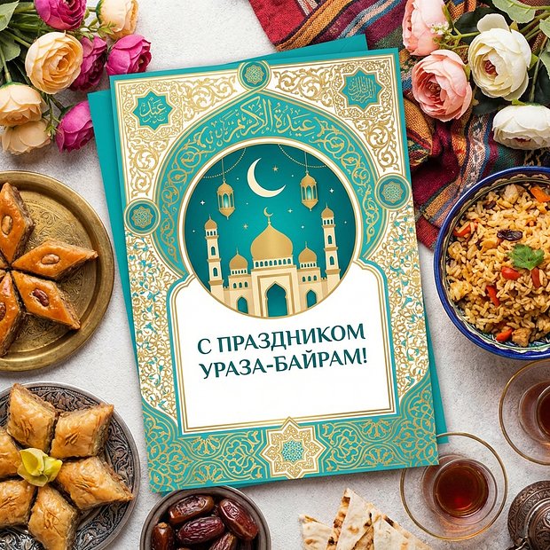 Открытка с праздником Ураза-байрам

