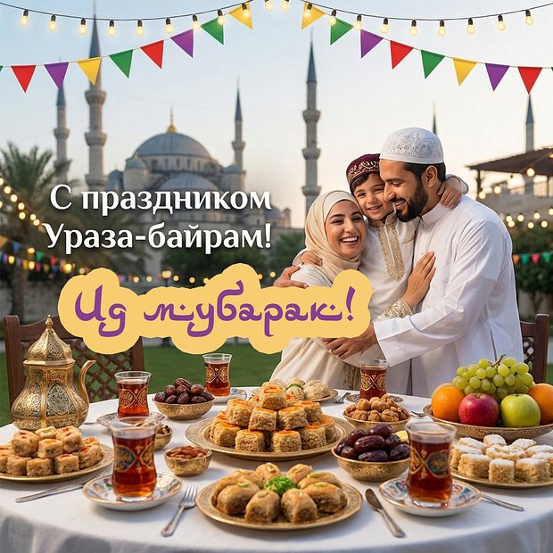 Красивая открытка с Ураза-байрамом
