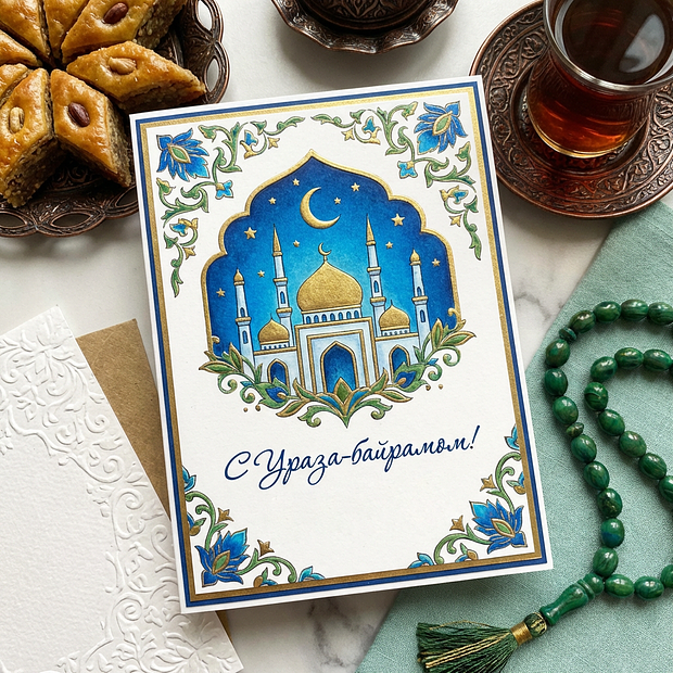 Поздравительная открытка на Ураза-байрам
