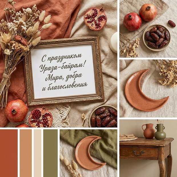 Открытка с поздравлением на праздник Ураза-байрам
